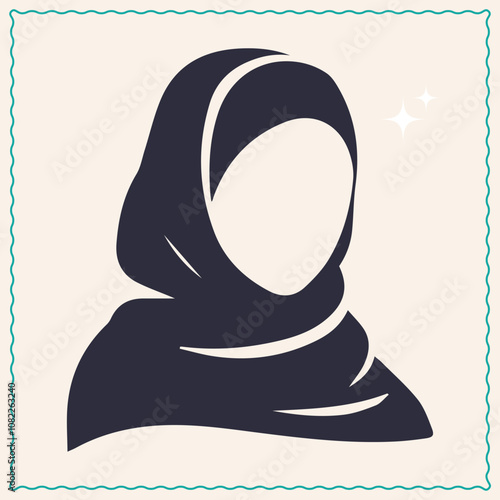 Hijab girl logo design with green frame