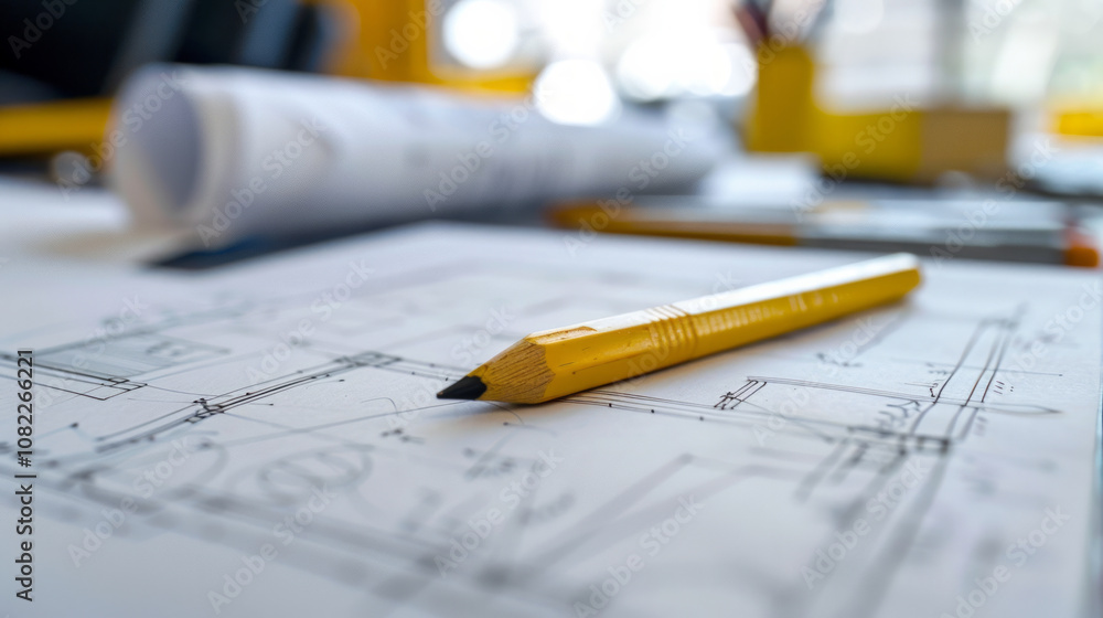 A designer's sketchbook featuring architectural plans and sketches alongside tools on a creative workspace A designer's sketchbook featuring architectural plans and sketches alongside tools on a creative workspace