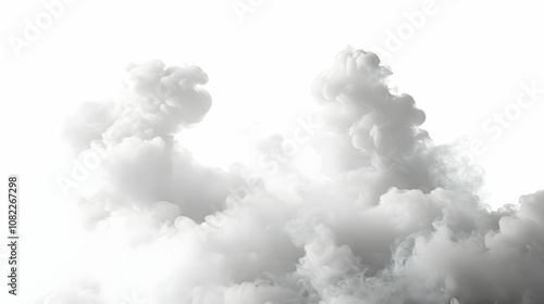 Abstract grayscale cloudscape image: swirling smoke forms a dynamic, ethereal texture against a white background, creating a visually captivating and artistic scene.