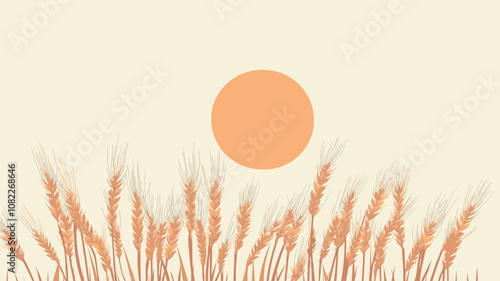 Wheat Field with Sun on the Horizon