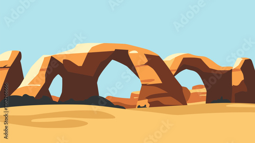Sandstone Arches in Desert