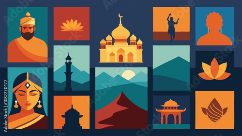 Images of people, buildings, and landscapes of India