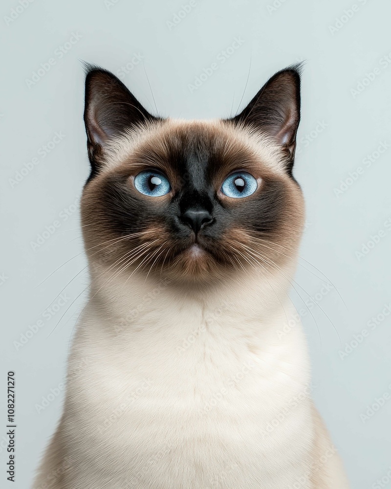 Portrait of a Siamese Cat with Striking Blue Eyes and Sleek Coat, Ideal for Cat Lovers and Breed Enthusiasts
Portrait of a Siamese Cat with Striking Blue Eyes and Sleek Coat, Ideal for Cat Lovers and Breed Enthusiasts