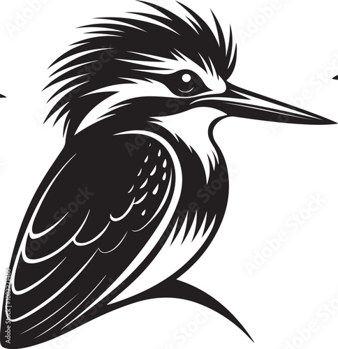 grey headed kingfisher bird vector illustration photo