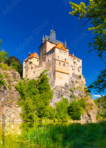 View of Kriebstein Castle or Burg Kriebstein in the Saxony, Germany