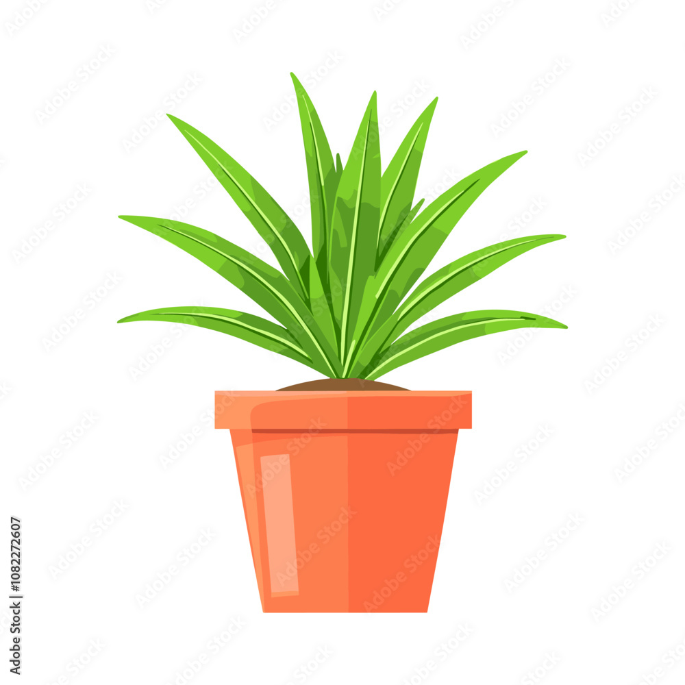 Minimalistic houseplant in pot, simple flat vector Minimalistic houseplant in pot, simple flat vector