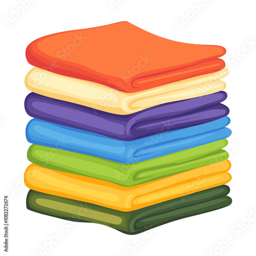 Stack of folded towels, simple flat vector