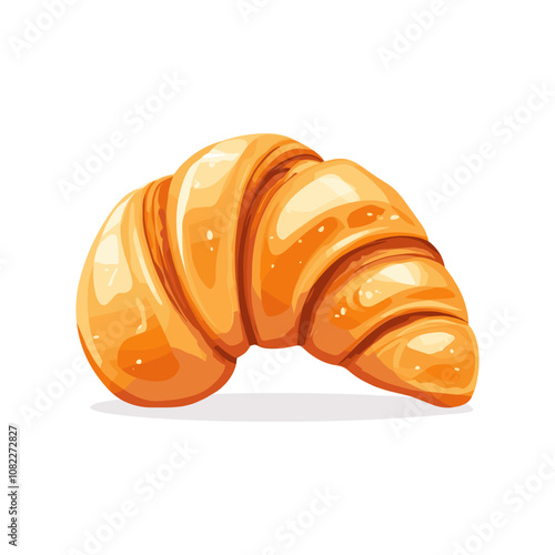 Croissant with flaky texture, simple flat vector