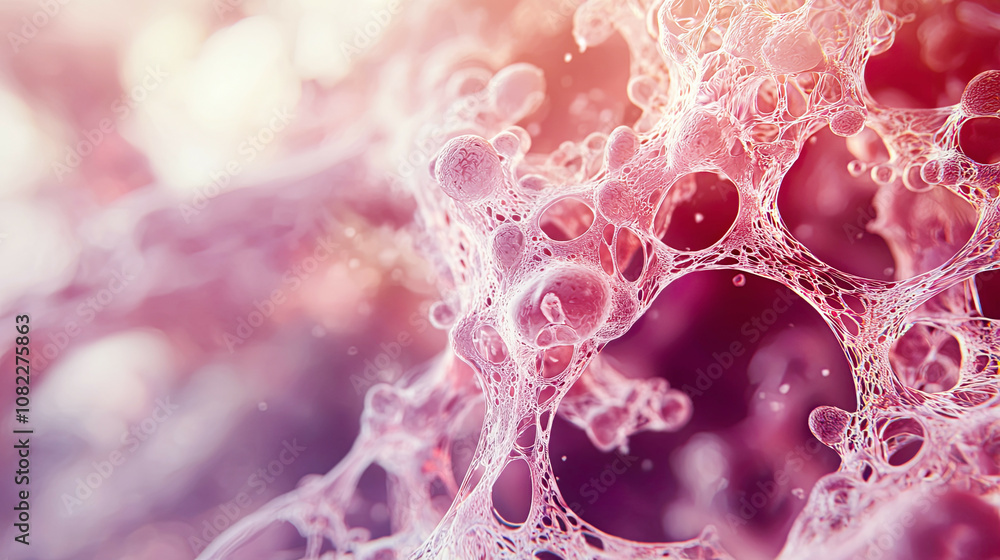 High-resolution close-up of bio-ink forming vascular tissue, intricate organic layers, advanced biolab background High-resolution close-up of bio-ink forming vascular tissue, intricate organic layers, advanced biolab background