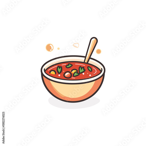 Vector Illustration of Tomato Soup Bowl
