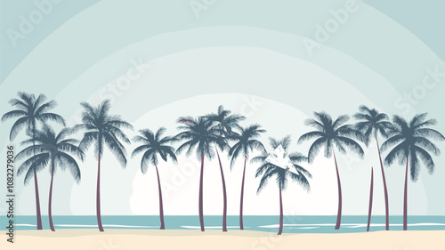 Tropical Beach with Palm Trees