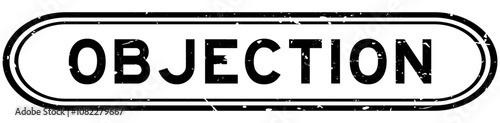 Grunge black objection word rubber seal stamp on white background