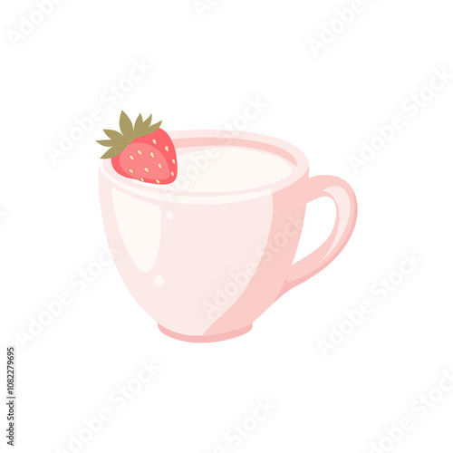 Strawberry milk vector illustration