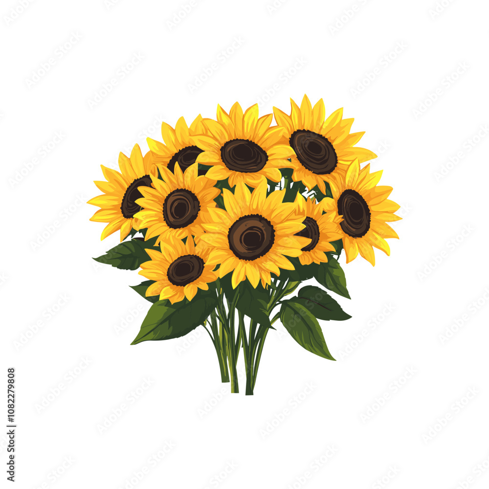 Obraz premium Bright yellow sunflowers bouquet vector