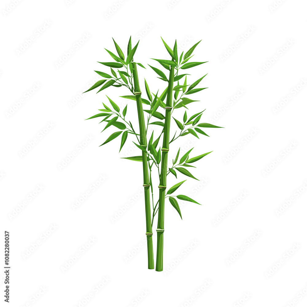 Obraz premium Green Bamboo Stalks Illustration