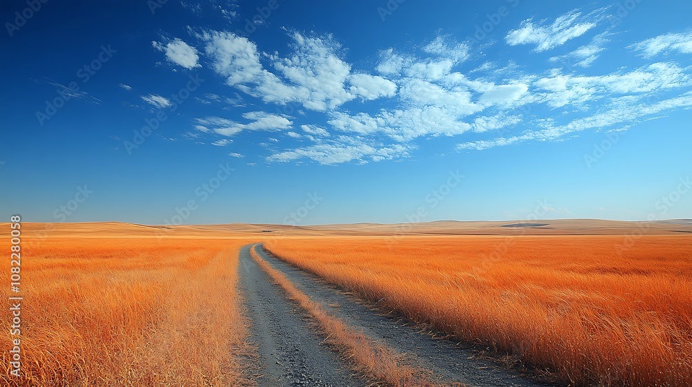 Winding path through golden fields rural landscape nature photography open sky scenic view Winding path through golden fields rural landscape nature photography open sky scenic view