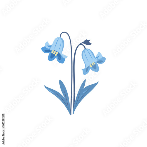 Charming Blue Bell Flowers in a Graceful Vector Style