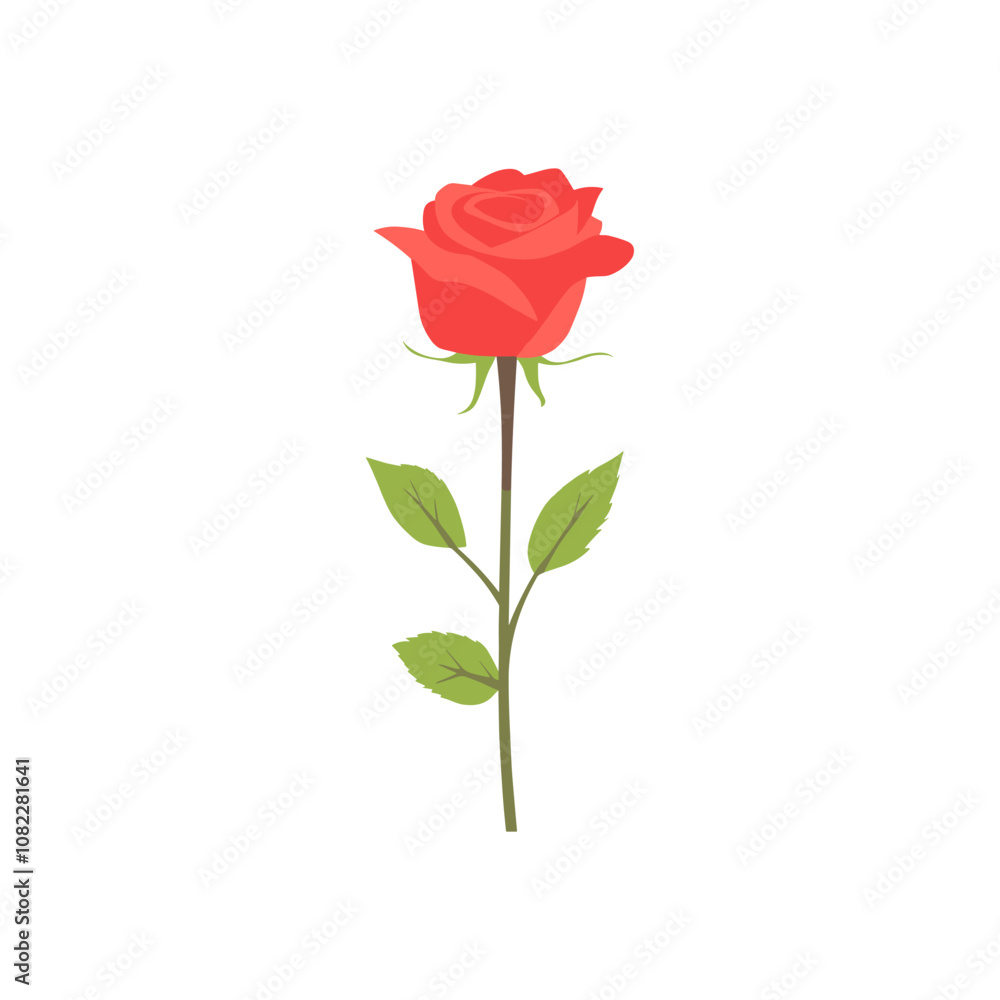 Vibrant Red Rose Vector Illustration for Love and Passion Vibrant Red Rose Vector Illustration for Love and Passion