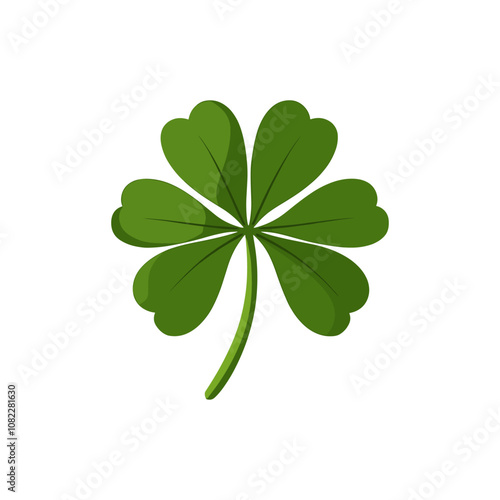 Green Four Leaf Clover Vector Illustration for Good Luck