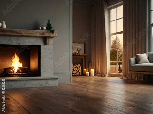 fireplace with christmas decorations photo