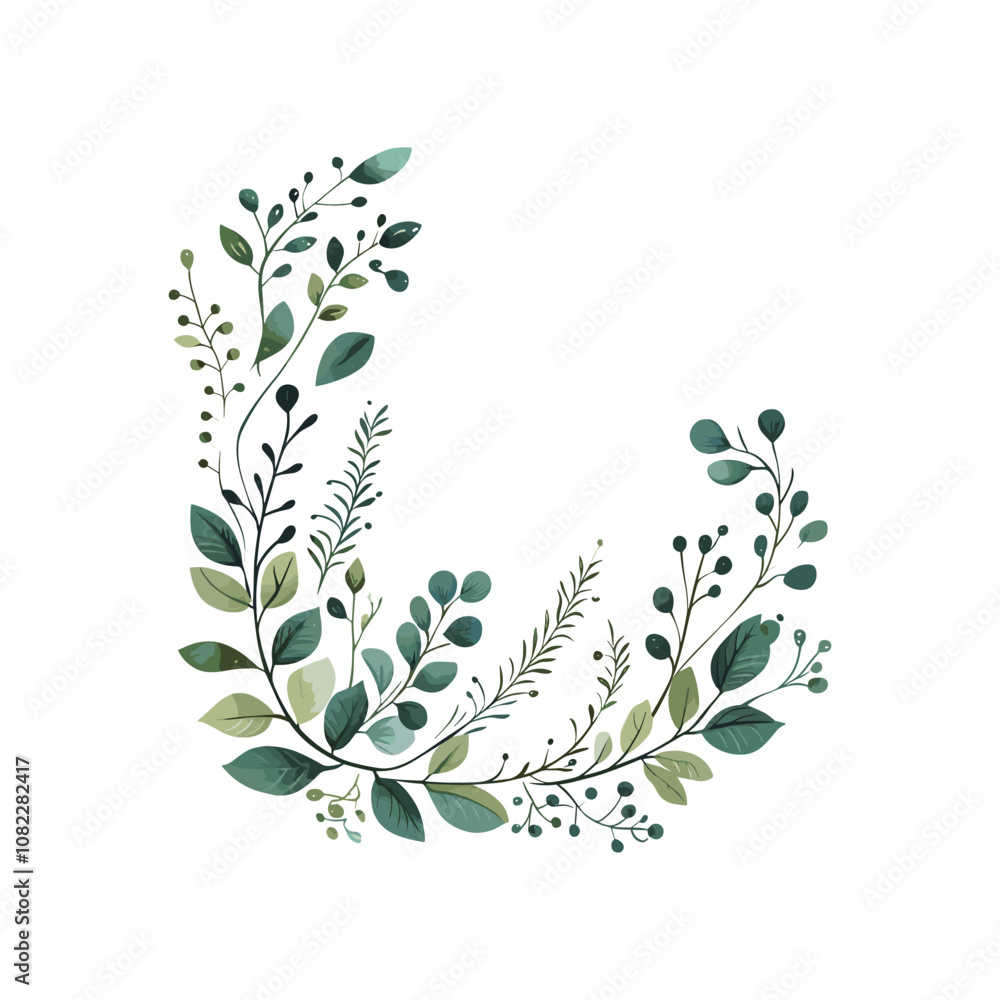 Green Botanical Leaf Frame Vector Design Green Botanical Leaf Frame Vector Design