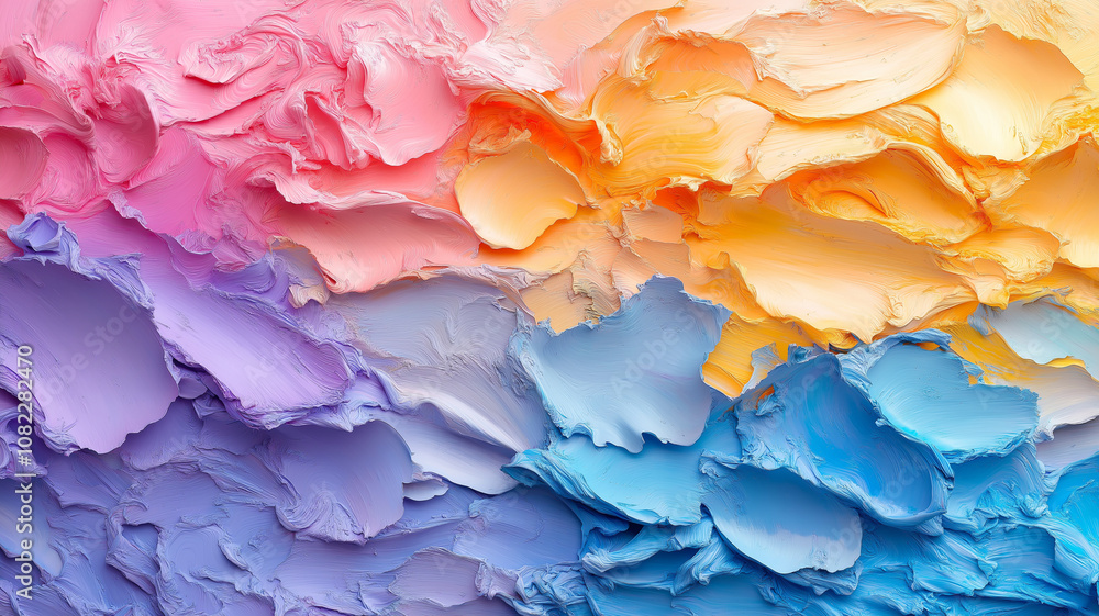 Vibrant abstract painting with swirling colors of pink, orange, and blue Vibrant abstract painting with swirling colors of pink, orange, and blue