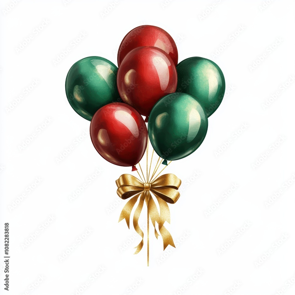 Colorful balloons with a golden bow on a white isolated background. Colorful balloons with a golden bow on a white isolated background.