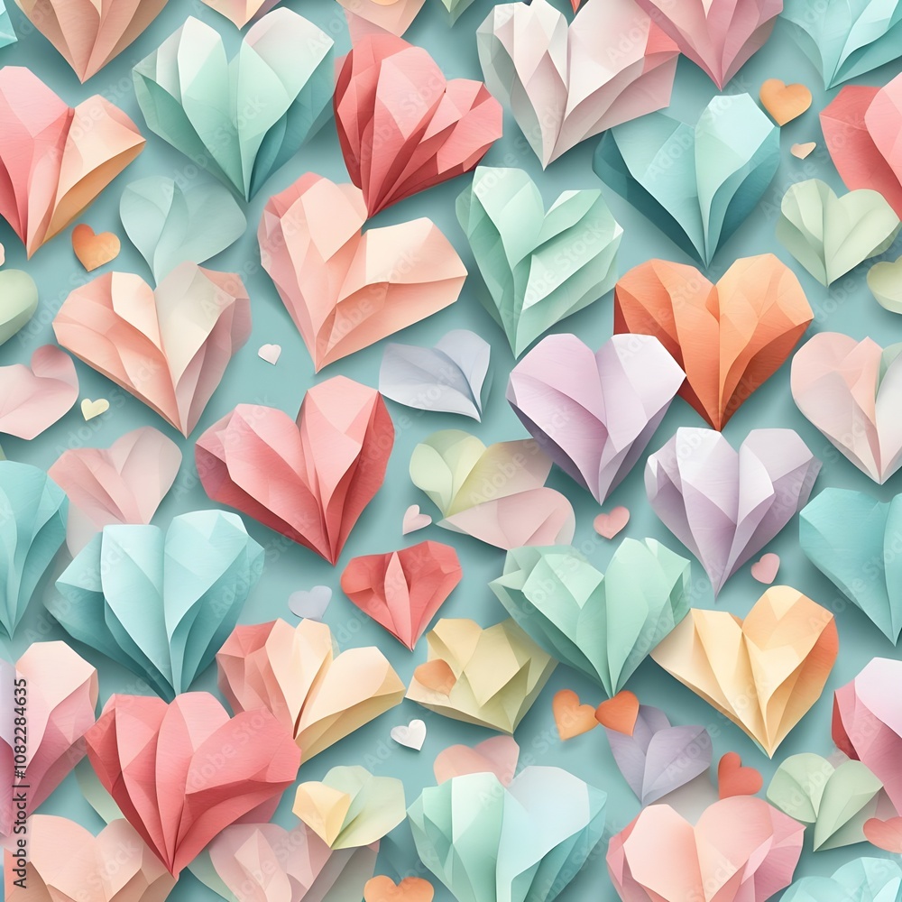 seamless pattern with origami hearts seamless pattern with origami hearts