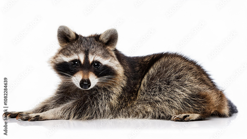 Resting raccoon on a white background. Resting raccoon on a white background.