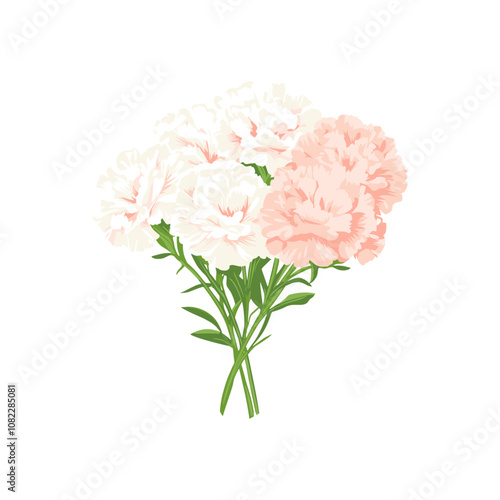 Delicate carnation bouquet with pink and white flowers for decor