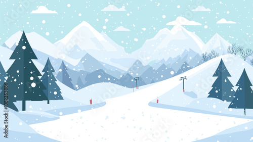 Snowy Mountain Ski Resort in Winter