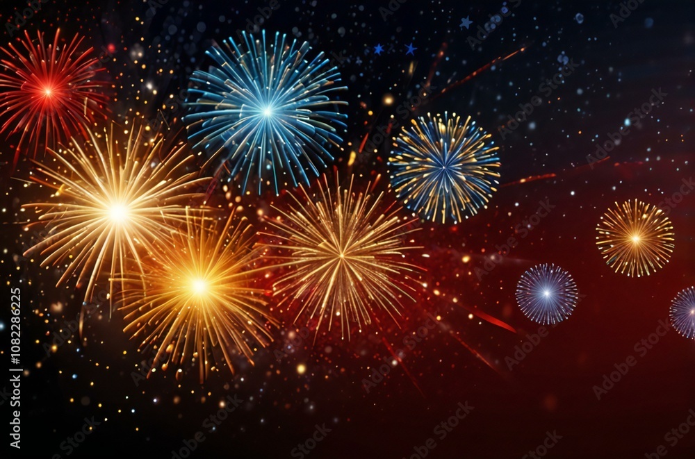 Naklejka premium fireworks on the night sky