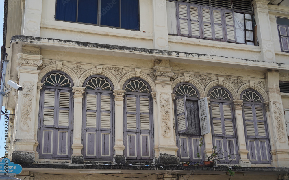 Detailed view of windows, doors and balconies of city buildings Detailed view of windows, doors and balconies of city buildings