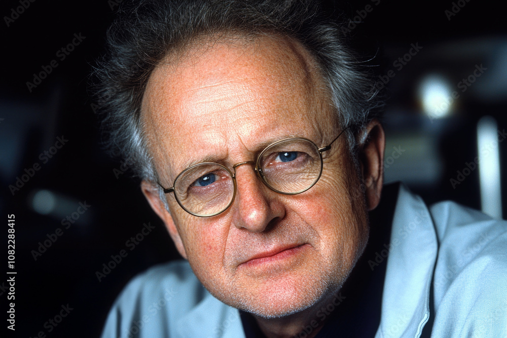 Portrait of mature man with glasses and thoughtful expression Portrait of mature man with glasses and thoughtful expression