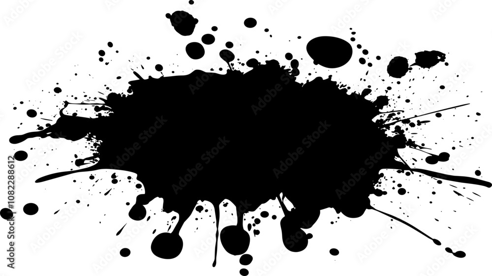Obraz premium Bold Black Ink Splash with Random Drops