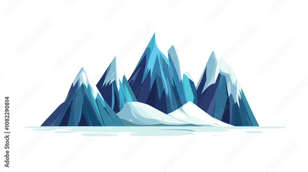 Majestic Snow-Capped Mountains in Cold Winter Scene Majestic Snow-Capped Mountains in Cold Winter Scene