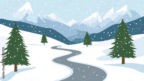 Winter Snowy Mountain Path