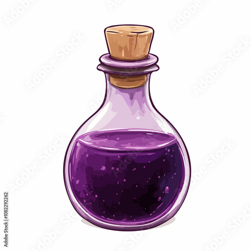 Retro Style Purple Potion Bottle Vector Illustration