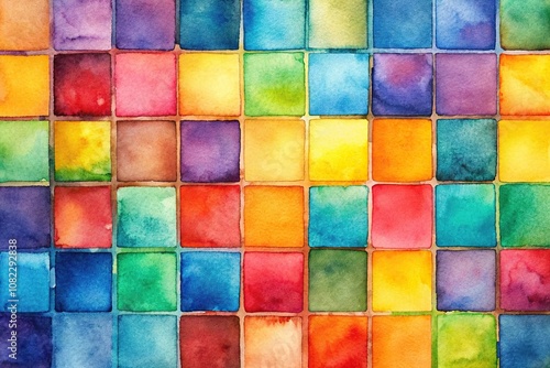 abstract watercolor background with colored squares