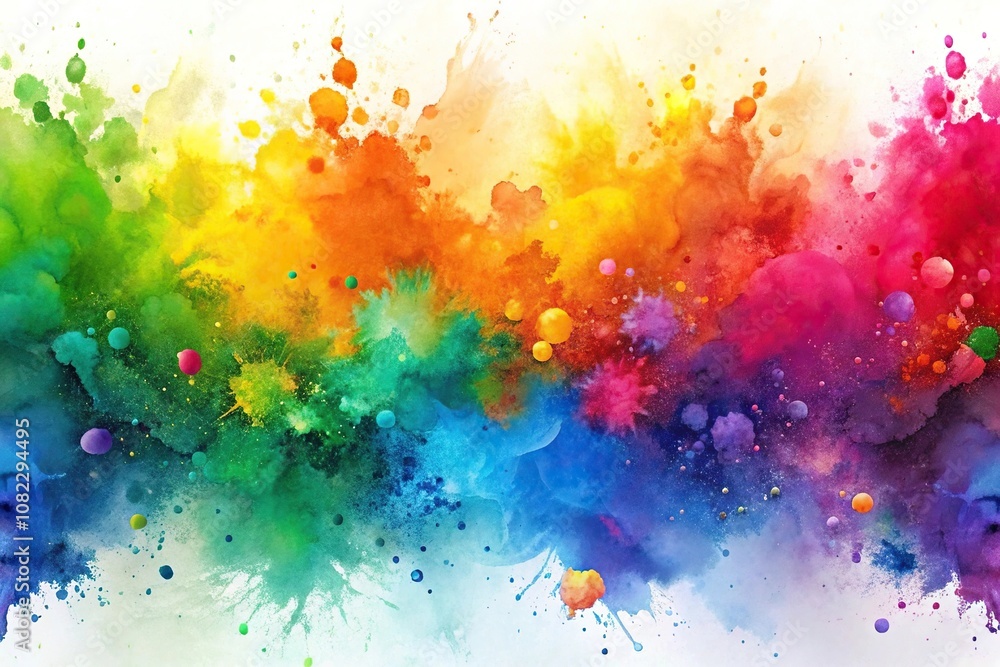 Abstract watercolor rainbow splashes background