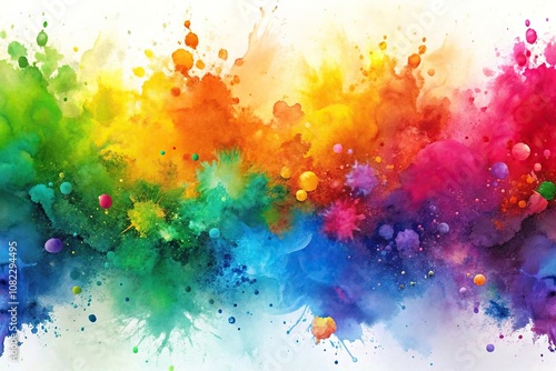 Obraz na płótnie Abstract watercolor rainbow splashes background w salonie