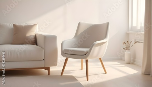 Obraz na płótnie white chair in a room w salonie