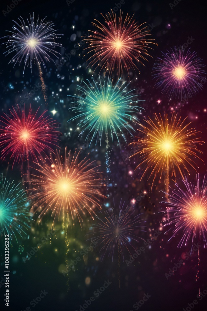 fireworks on the night sky