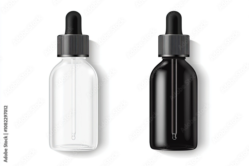 Realistic spray glass bottle mockup with white and black cap. Isolated on white background. For perfume spray and beauty products. Realistic spray glass bottle mockup with white and black cap. Isolated on white background. For perfume spray and beauty products.