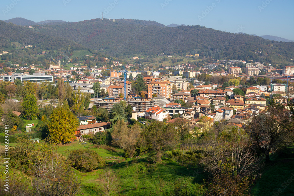 View of Bergamo from Rocca di Bergamo fortress in Upper Town Citta Alta. Bergamo. Italy View of Bergamo from Rocca di Bergamo fortress in Upper Town Citta Alta. Bergamo. Italy