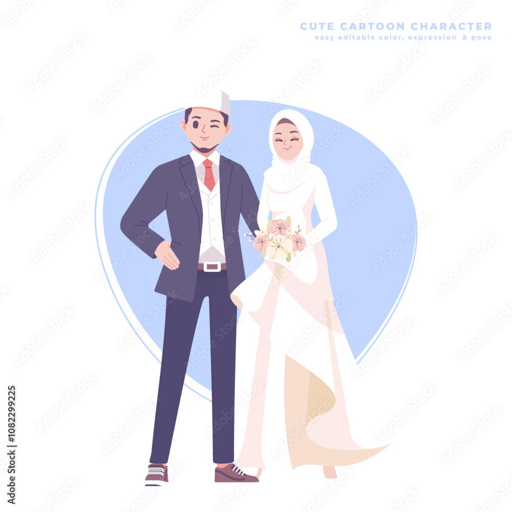muslim wedding couple character illustration muslim wedding couple character illustration