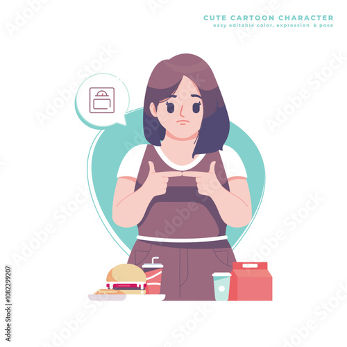 obesity issues concept cartoon character
