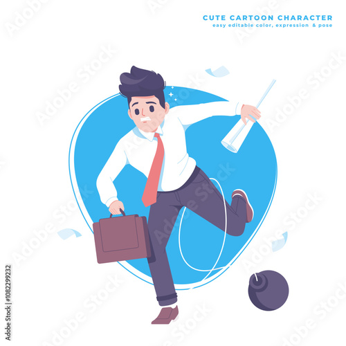 panic businessman concept cute cartoon character