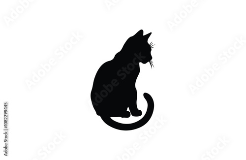 cat silhouette vector outline art illustration logo design
