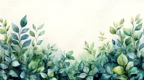Wallpaper Mural Watercolor Botanical Leaves Background. Generative AI Torontodigital.ca